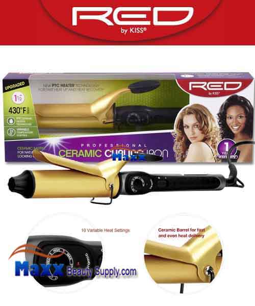 Red by Kiss #C107 Ceramic Curling Iron - 1 1/2"